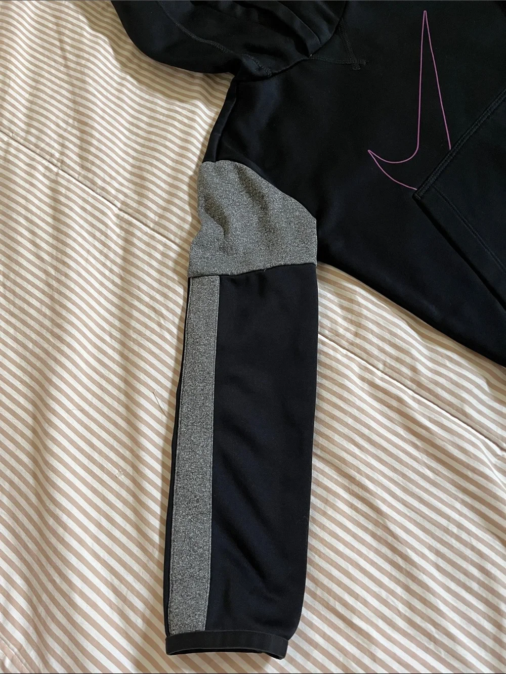 Nike Black & Gray Kids Hoodie with Purple Swoosh